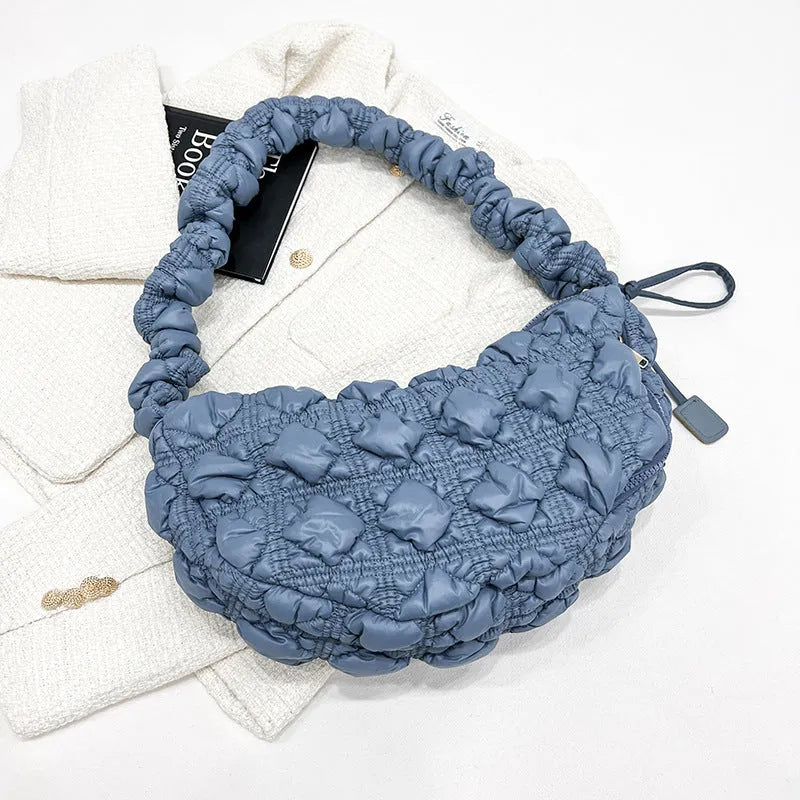 Women's nylon underarm shoulder bag in solid colour with adjustable strap
