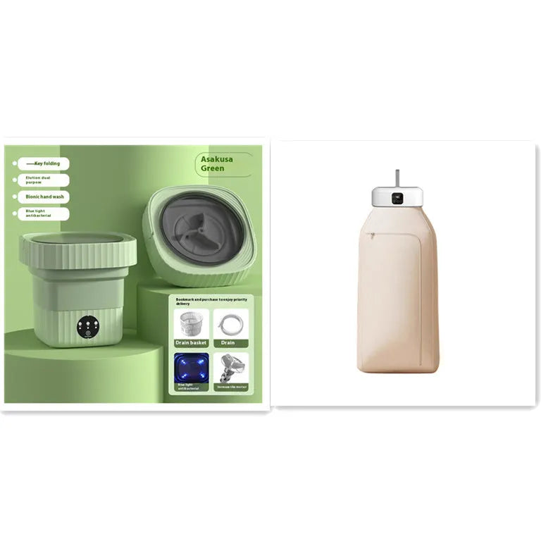 White foldable portable clothes dryer with remote control on countertop