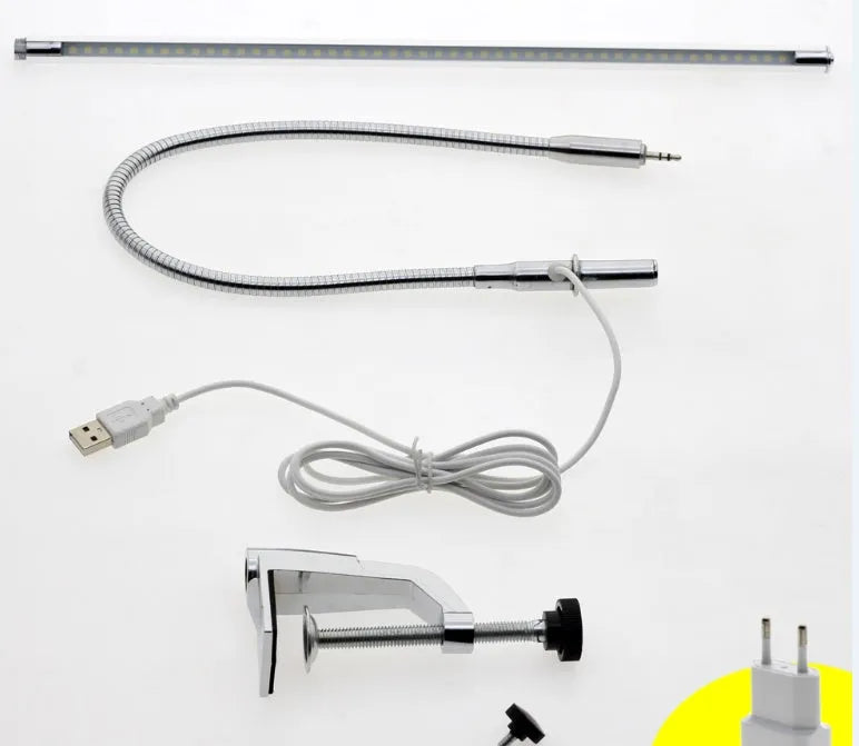 Silver aluminium alloy LED clip table lamp with long arm for nail lighting