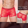 Men's black boxers with lace detailing on nylon fabric