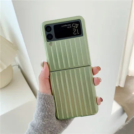 Samsung Z Flip3 ultra-thin flip phone case in seven colour options showing front and back coverage