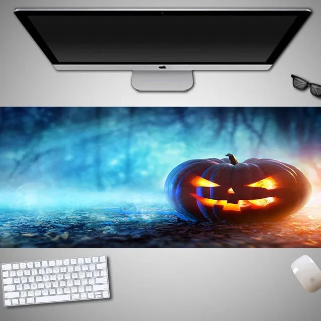 Halloween oversized computer mouse pad with non-slip rubber cloth backing in large dimensions