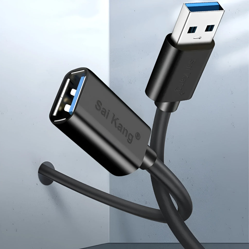 USB 3.0 and 2.0 male to female extension cable with black PVC insulation in various length options