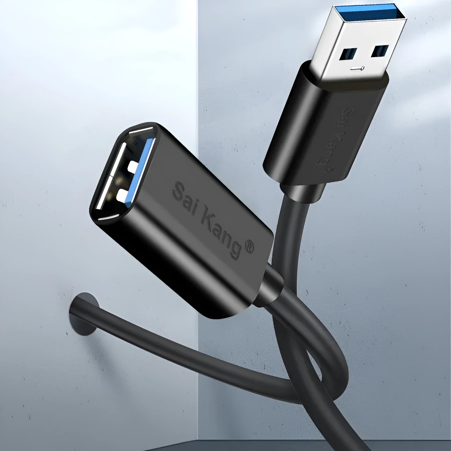 USB 3.0 and 2.0 male to female extension cable with black PVC insulation in various length options