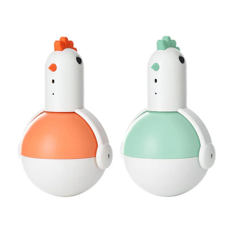 Green electric chicken-shaped cat toy with laser light and automatic sensor for interactive play