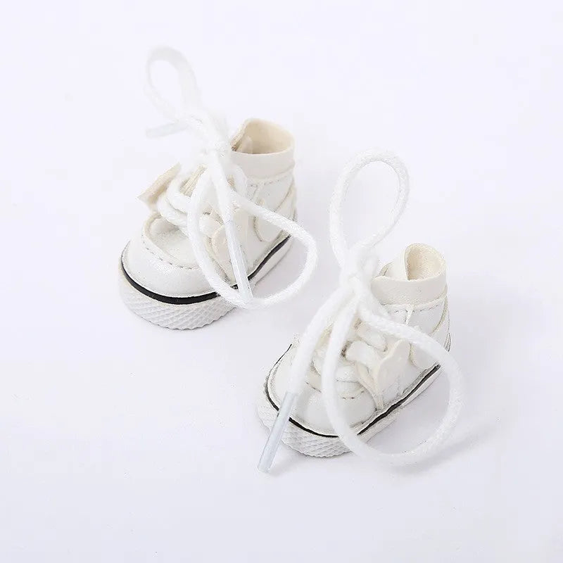 17cm doll replacement shoes in PU polyurethane material showing 3.5cm to 3.8cm height options including boots, leather shoes, and high heels