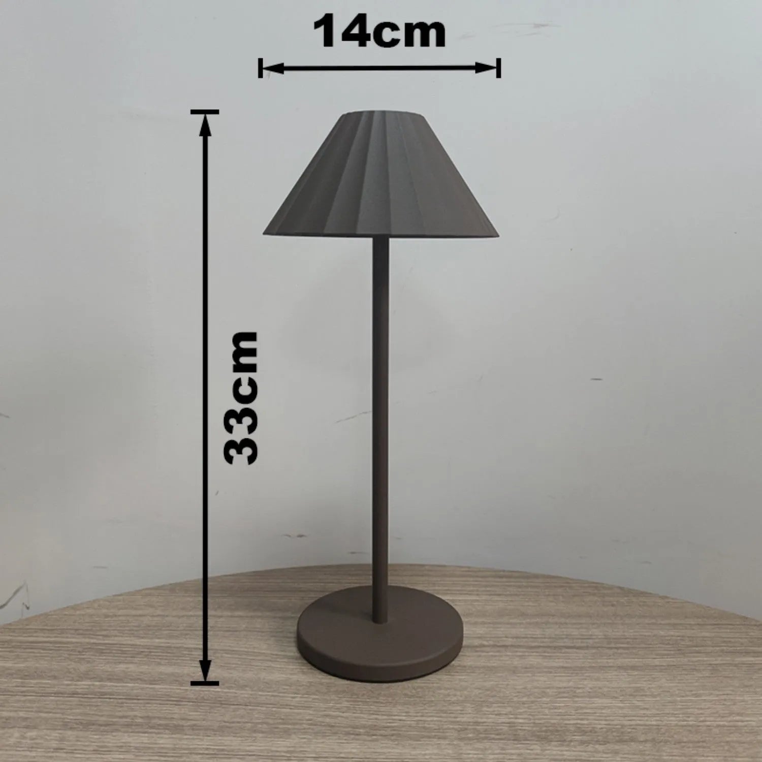 Alloy desk lamp with touch dimmer in one of four colour options: black, brown, sand, or white.