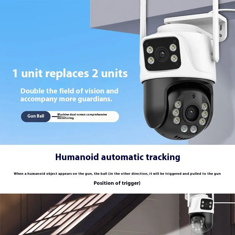 Outdoor dual screen wireless monitor camera with binocular design for home surveillance