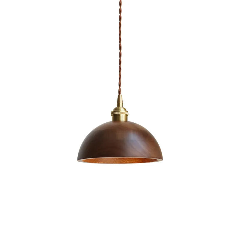 Copper and black walnut wood art single-head droplight chandelier with E27 holder