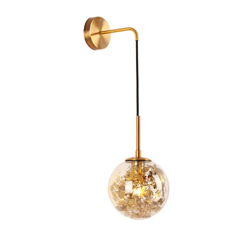 Modern glass wall lamp in golden flower or silver flower finish, shown in 15cm and 20cm sizes