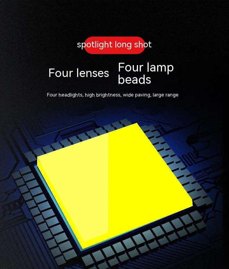 Four-eye headlight conversion kit with aluminium base plate for motorcycle car modification