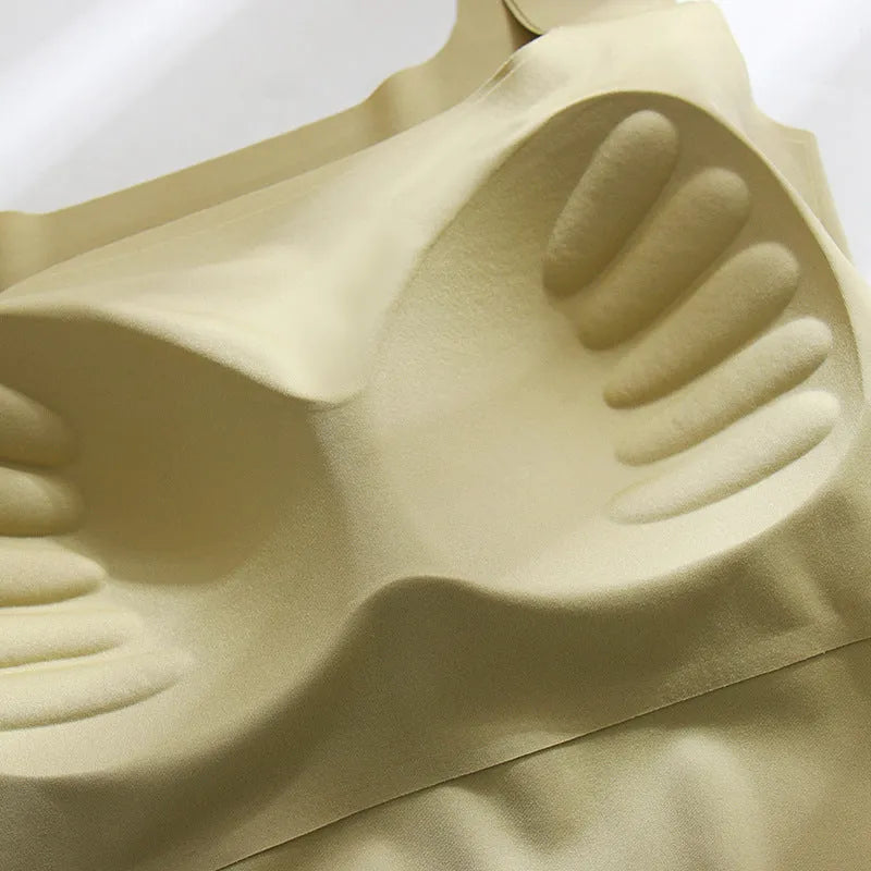 Women's non-marking sling vest with chest pad in nylon fabric, shown in light blue colour