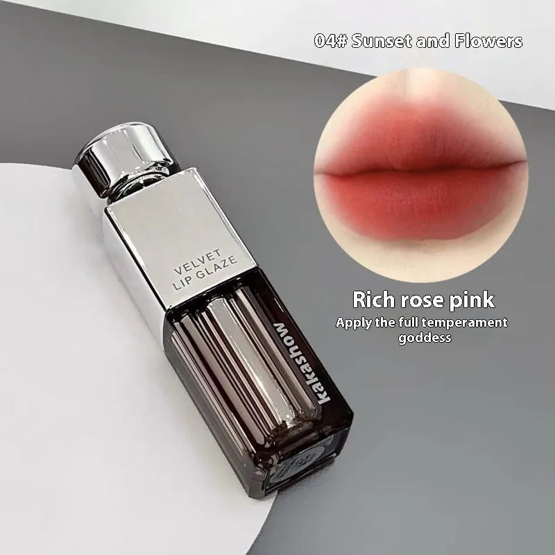Matte soft mist lipstick in bullet format showing six available shade options