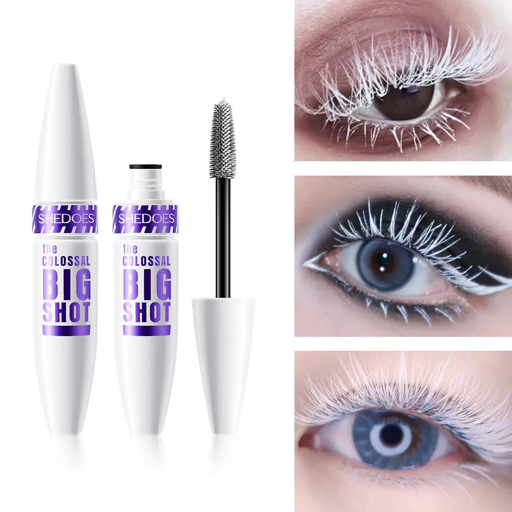 White waterproof mascara tube with 10ML content and applicator for eyelash curling