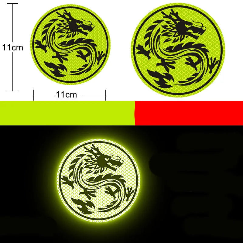 Pair of diamond-grade reflective warning stickers for vehicles measuring 9cm by 5cm