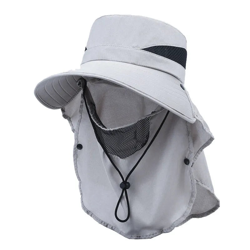Men's wide brim fishing hat in polyester with adjustable sizing for sun protection