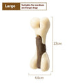Cowhide and nylon bone-shaped dog chew toy in small and large size options