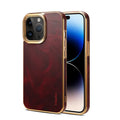 Handmade leather iPhone case in vintage oil wax leather showing slim profile and protective design