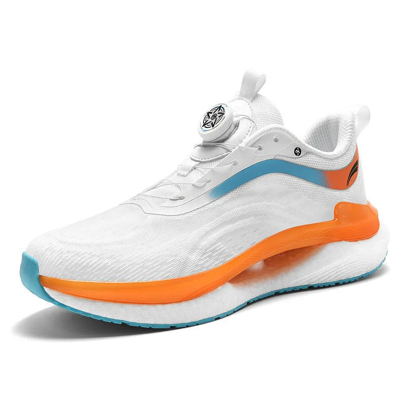 Men's high-top breathable running shoes with buckle closure in cotton candy colour