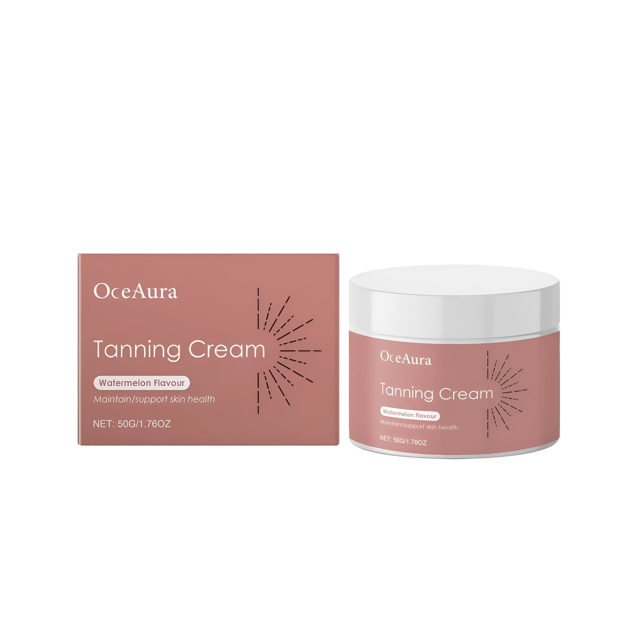 50g tube of tanning cream with natural watermelon and walnut extract formula.