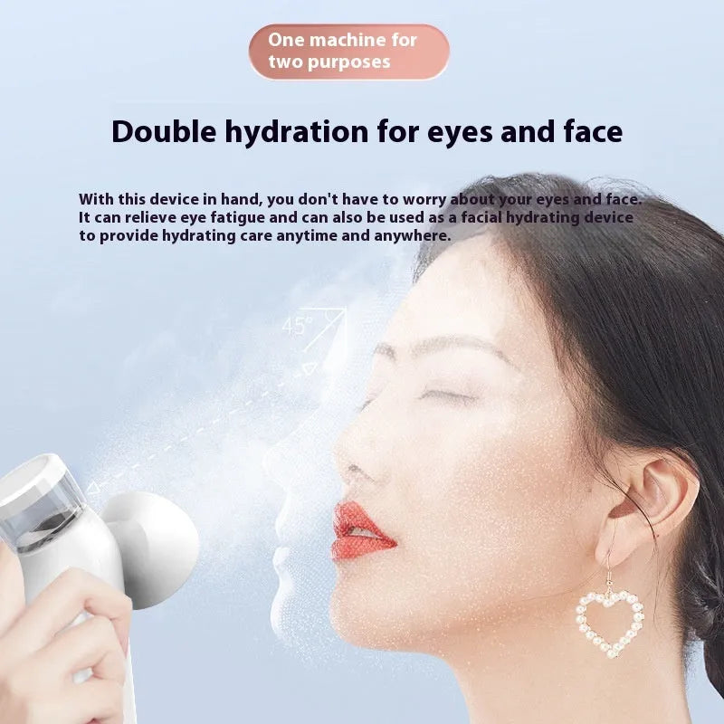 White portable cold and hot compress eye mask with USB charging cable and accessories