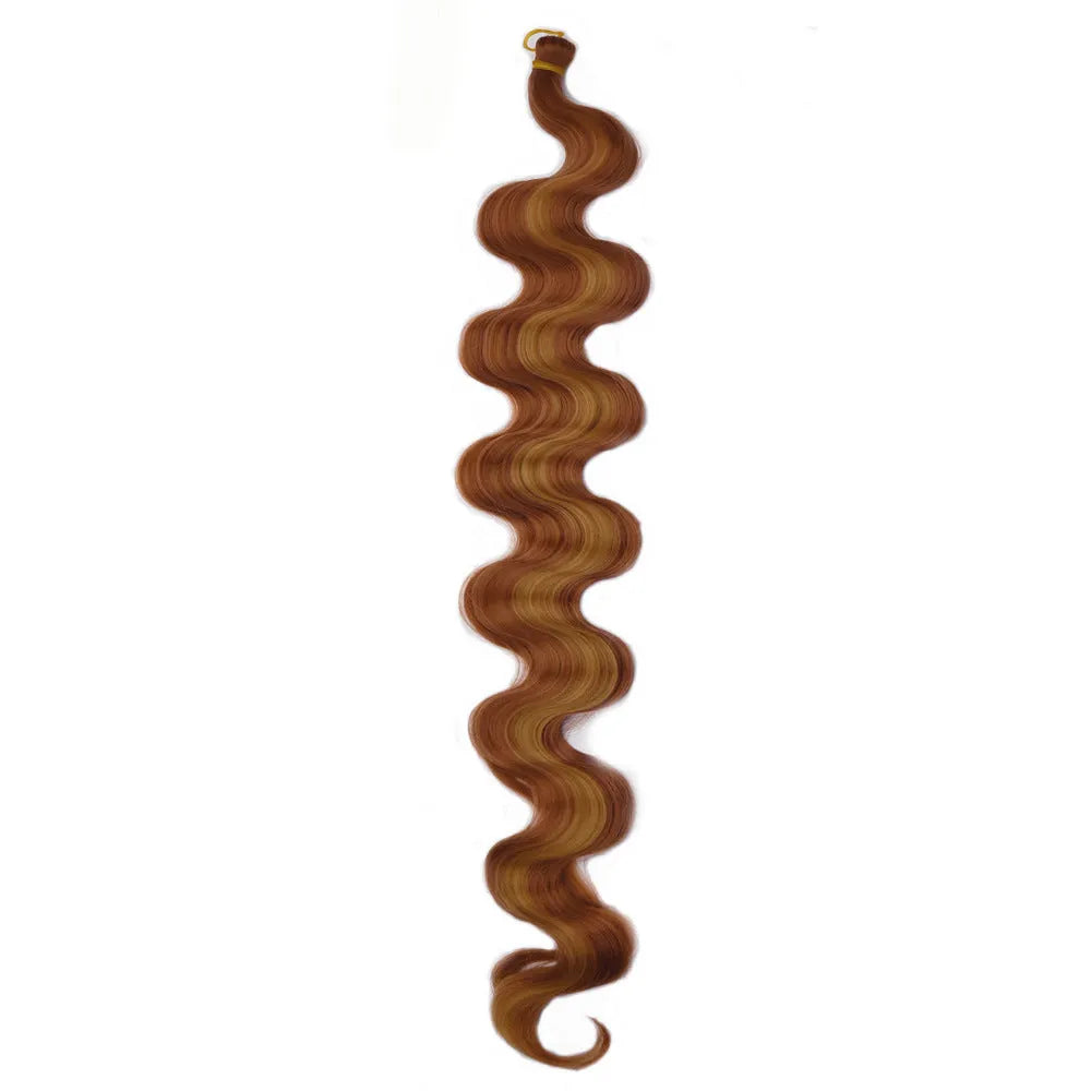 24-inch wine red synthetic wig with big wave texture and crochet braid base