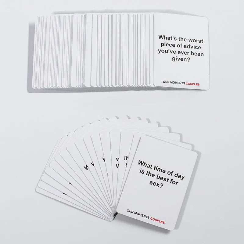 Black box containing Our Time Lovers Edition communication cards for couples, showing dimensions 9cm by 6.5cm.