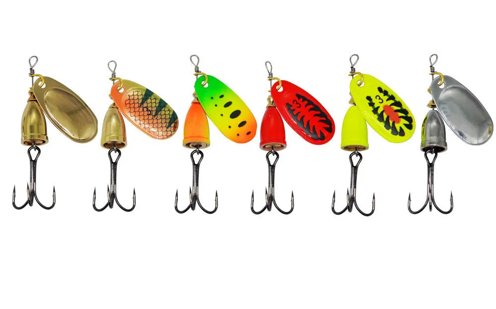 R composite rotating sequins copper bell fishing lure in seven colour variations