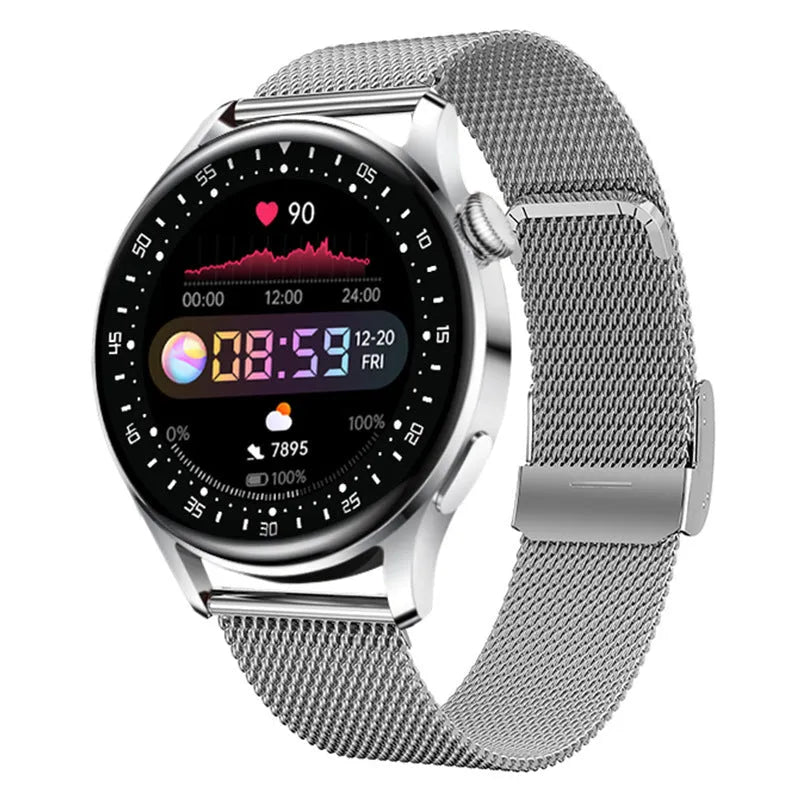 Smart watch ring with 1.32 inch touchscreen display and silicone wristband in multiple colour options