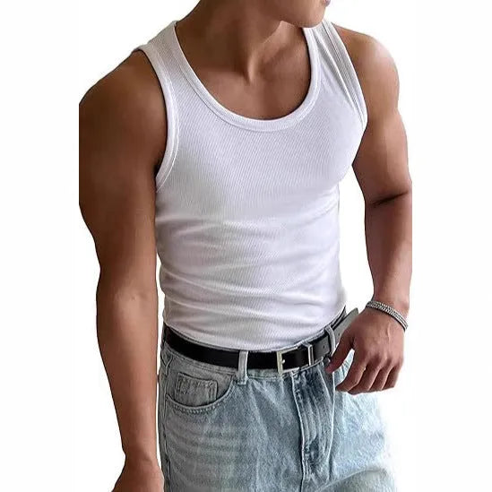 Men's tight fit polyester sports t-shirt in multiple colours on a hanger