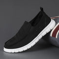 Men's colour matching leather shoes with elastic band and round toe in black and white design