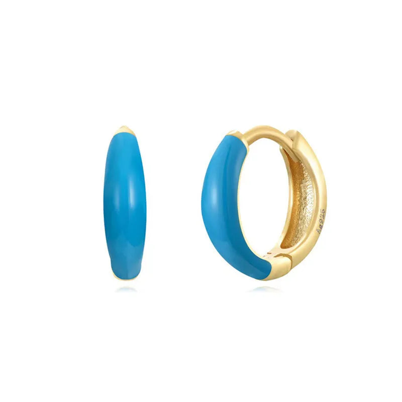 Curved U-shaped oval earrings with a glossy epoxy finish in a choice of seven colours.