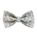 Blue floral polyester cotton dog collar and matching leash set with bow, vest, and poop bag accessories