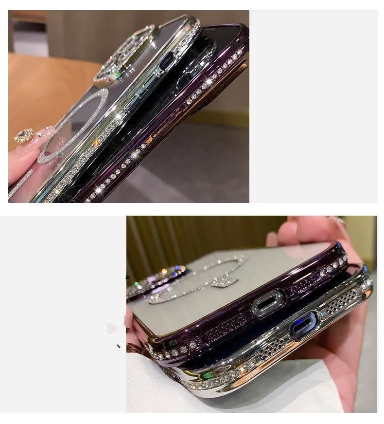 Magnetic iPhone case with electroplated back plate and soft silicone edges in colour options
