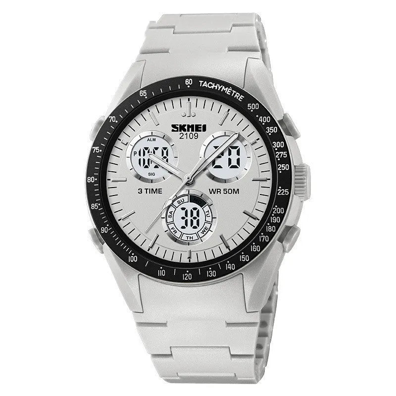 Casual electronic watch with digital display on a TPU strap, shown in camouflage colour option
