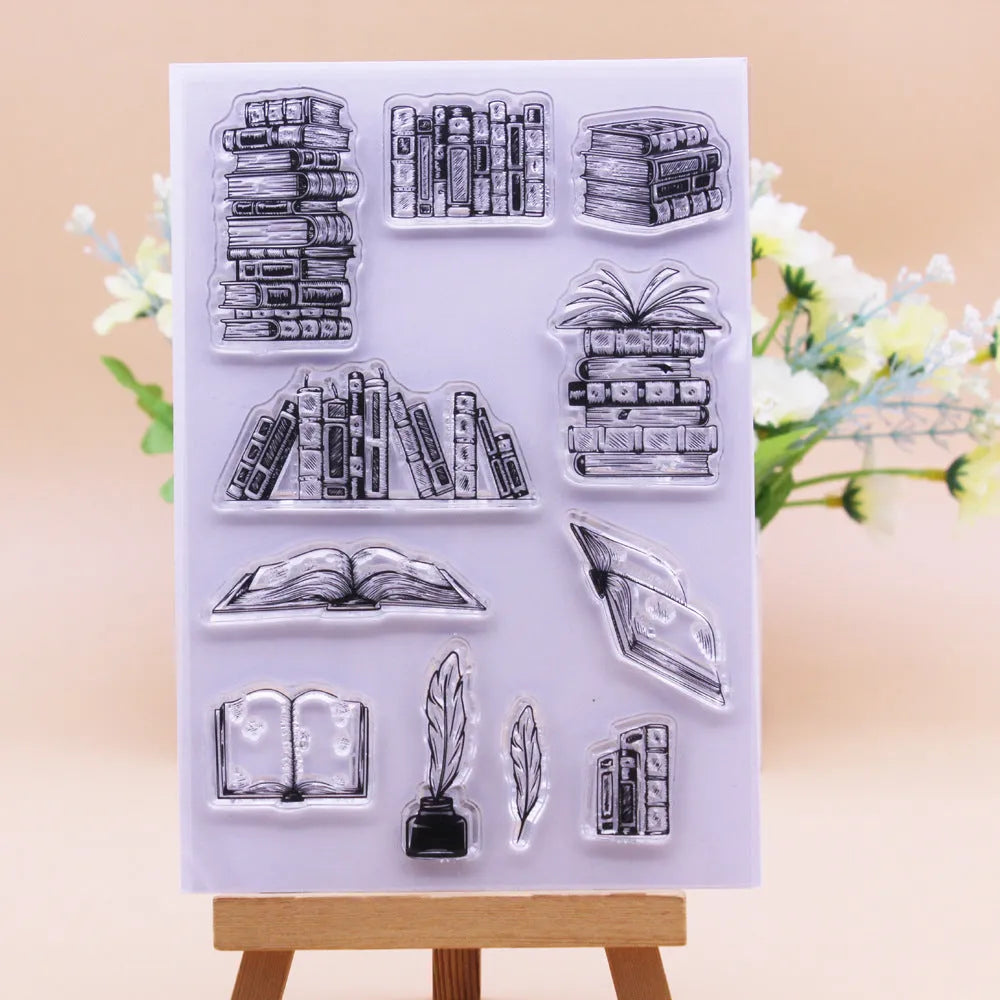 Transparent silicone stamp with seal pattern for handmade greeting cards, measuring 11 by 16 centimetres.