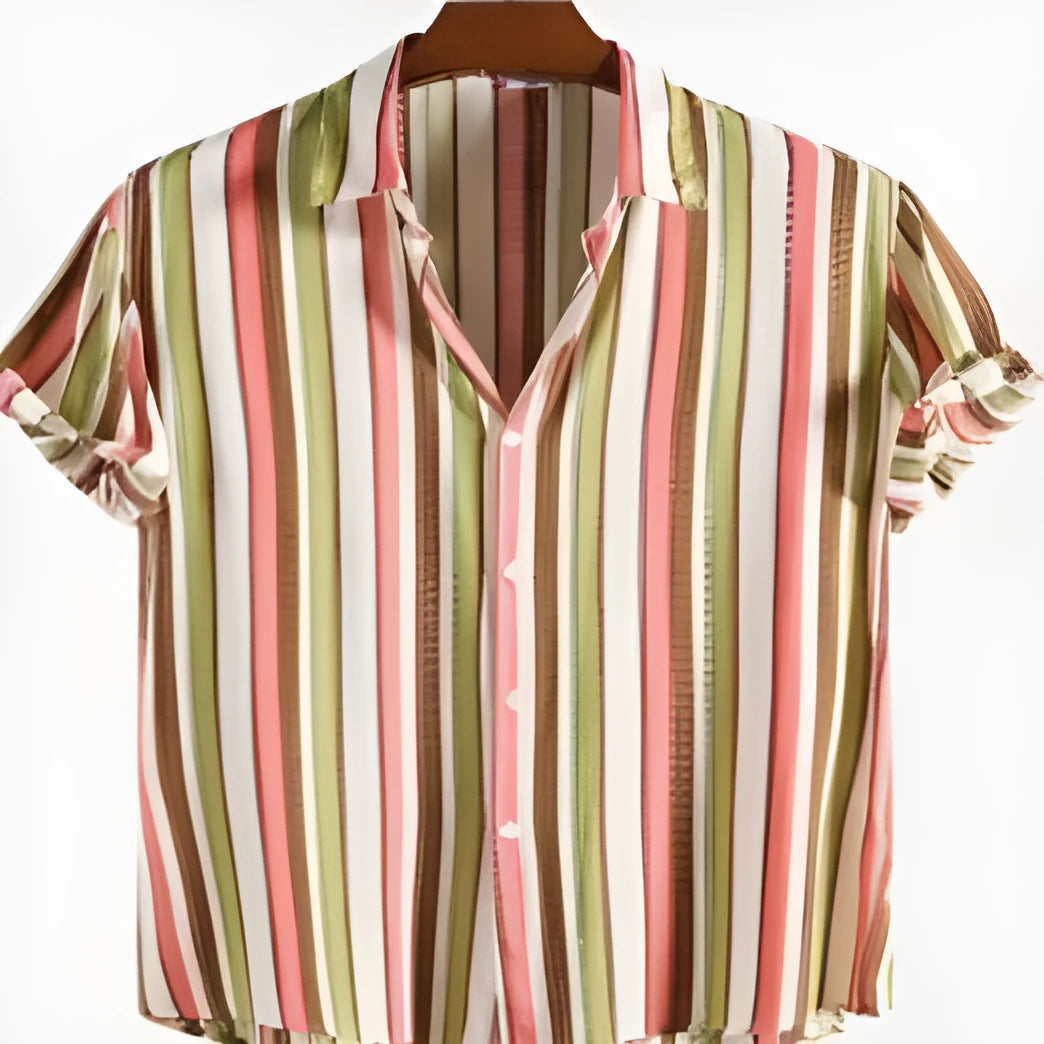 Men's digital printed short sleeve polyester shirt in summer styling
