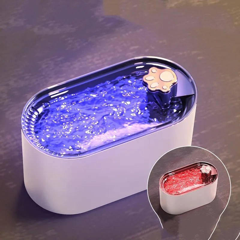 3L automatic pet water fountain in Berlin blue with quiet pump, filtration system, and LED indicator