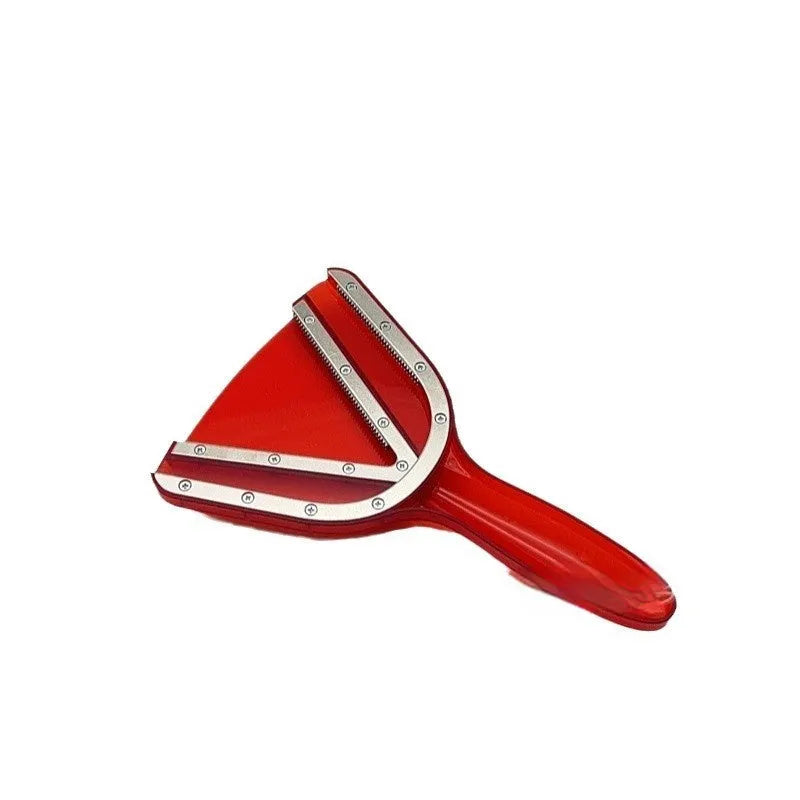 Red adjustable telescopic can and bottle opener with non-slip grip on kitchen counter