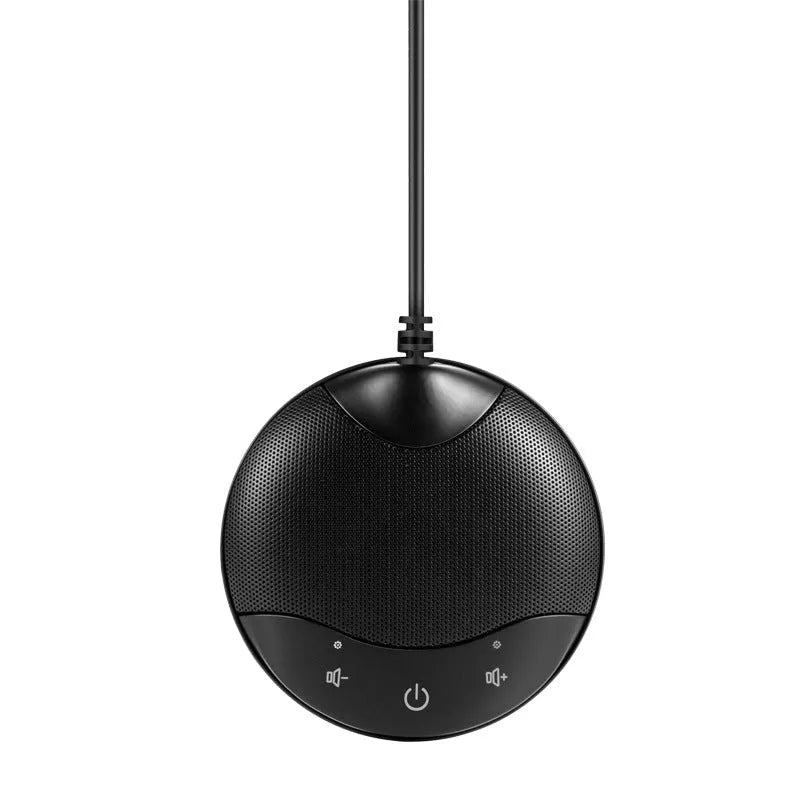 Black A7 USB condenser microphone for conference calls and recording with 9cm dimensions