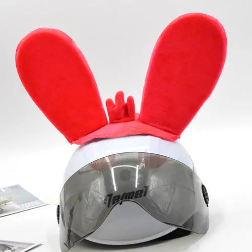 Rabbit glow ears locomotive helmet ornament with Velcro bottom attachment for ski helmets