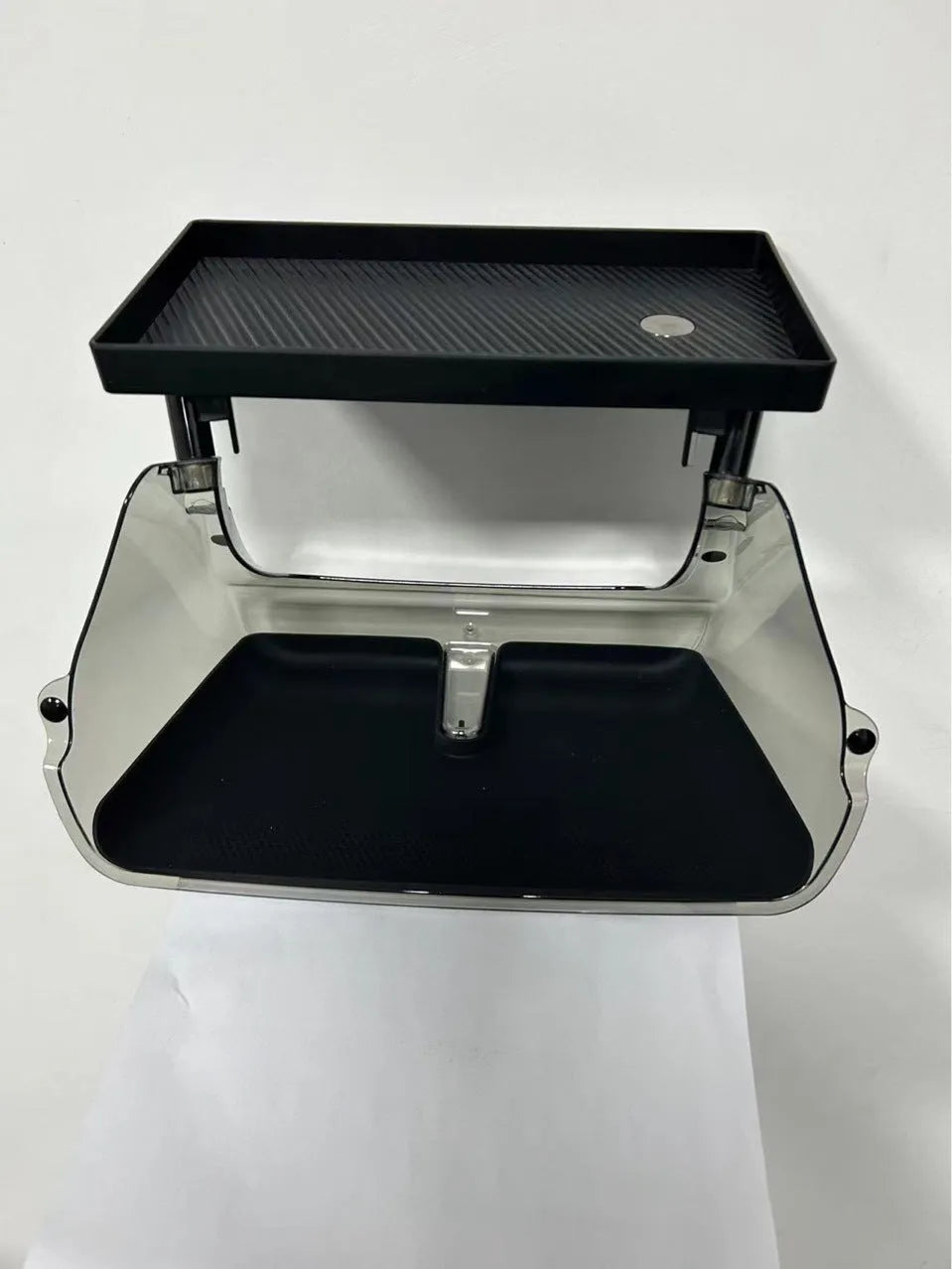 Tesla Model 3 and Y under-screen storage organiser box with ETC card slot in black ABS plastic