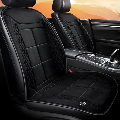 Car heating cushion with automatic temperature control and cotton filler in beige, black or coffee brown
