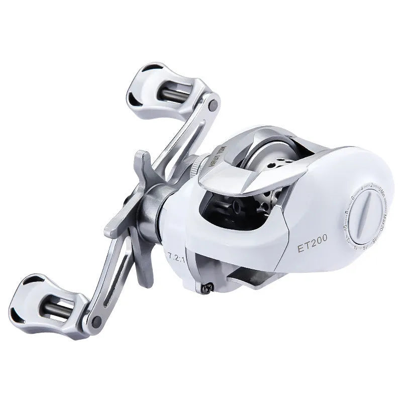 White micro bait casting fishing reel for ET drop wheel systems