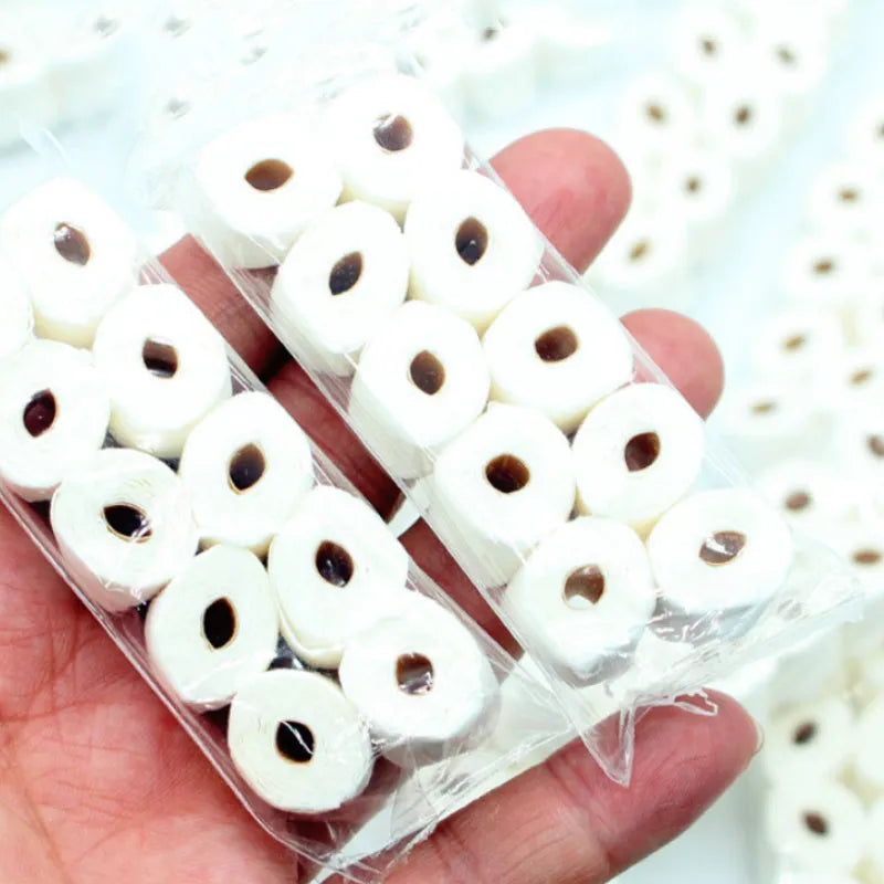 Miniature paper simulated toilet paper roll model for children, showing 30mm width and 80mm height.