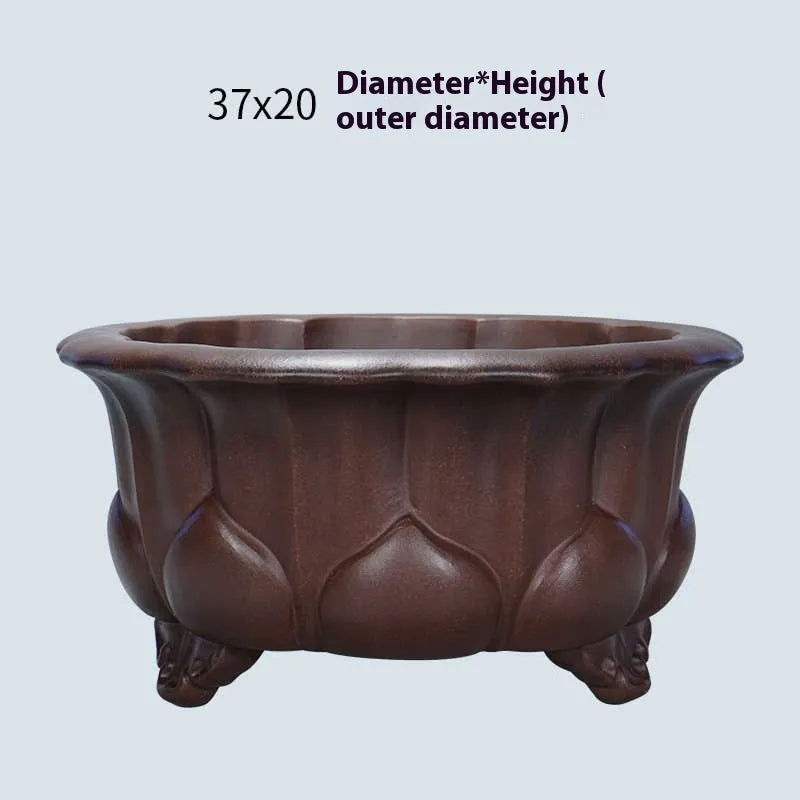 Purple sand bonsai flowerpot Chinese classical style 37x37x20cm rectangular planter