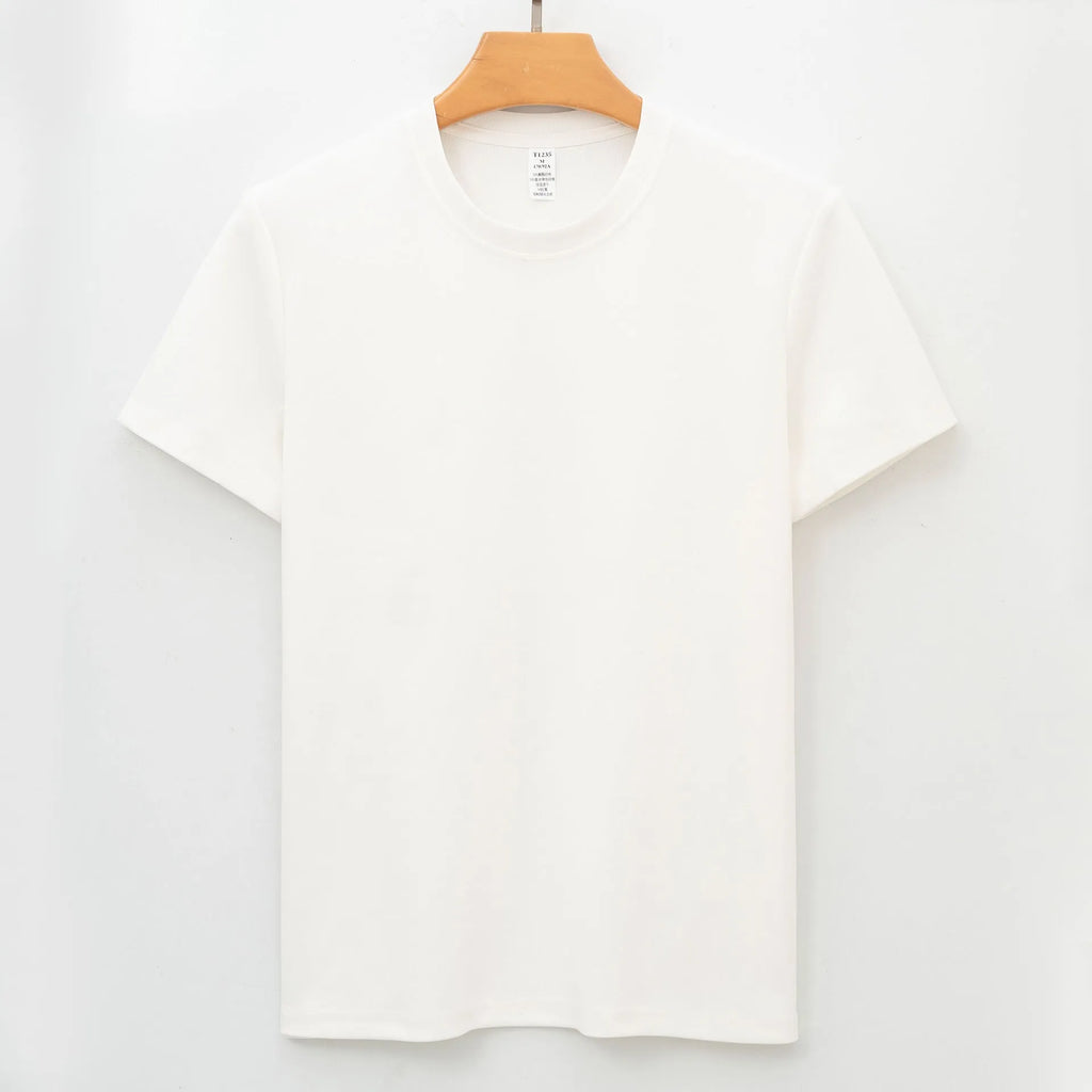 Men's antibacterial quick-drying short sleeve t-shirt in solid colour with straight cut design