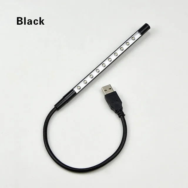 Aluminium alloy USB spiral LED night light with flexible 420mm neck in metallic colours