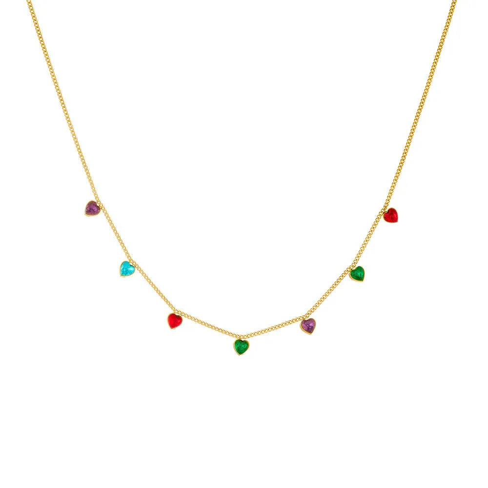 Women's gold-plated stainless steel necklace with heart-shaped pendant on adjustable 41-50cm chain