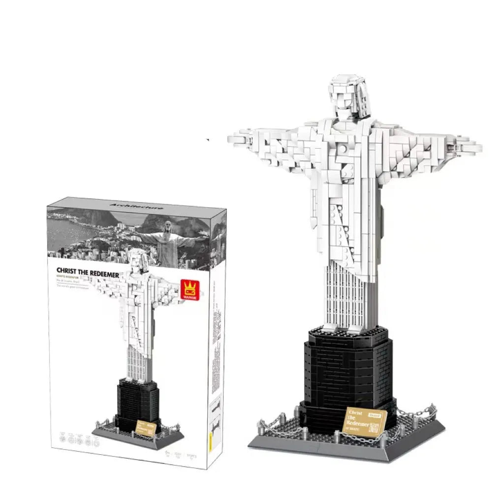 Wange plastic building block set with over 800 pieces for constructing landmark models including Big Ben and the Statue of Liberty.